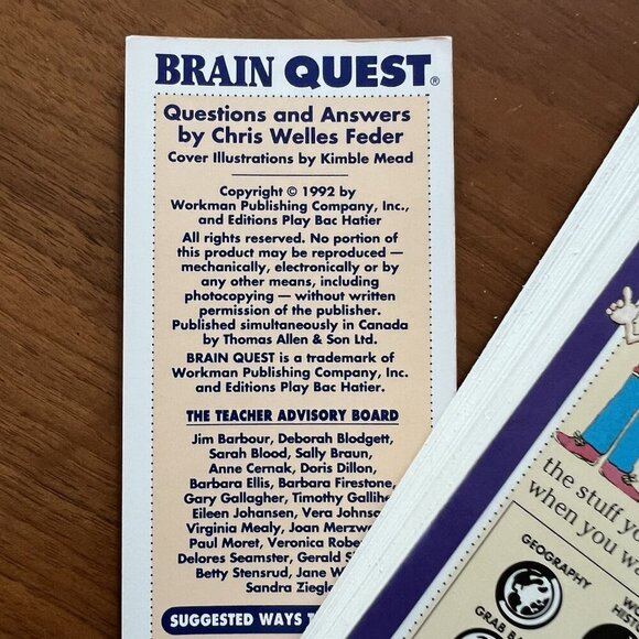 Brain Quest Learn Q & A Grade 6 Ages 11-12 Quiz Deck 2 Pack Vintage 1st Ed 1992 - Picture 6 of 15
